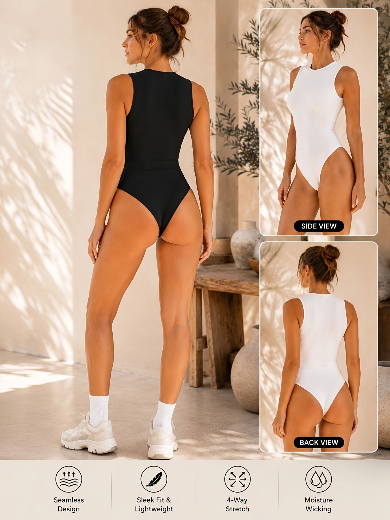 Bonded Sleeveless Everyday Bodysuit colour selection
